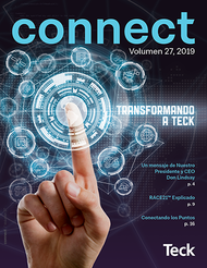 Magazine cover titled 'Connect Volumen 27, 2019' with a hand interacting with digital interface.